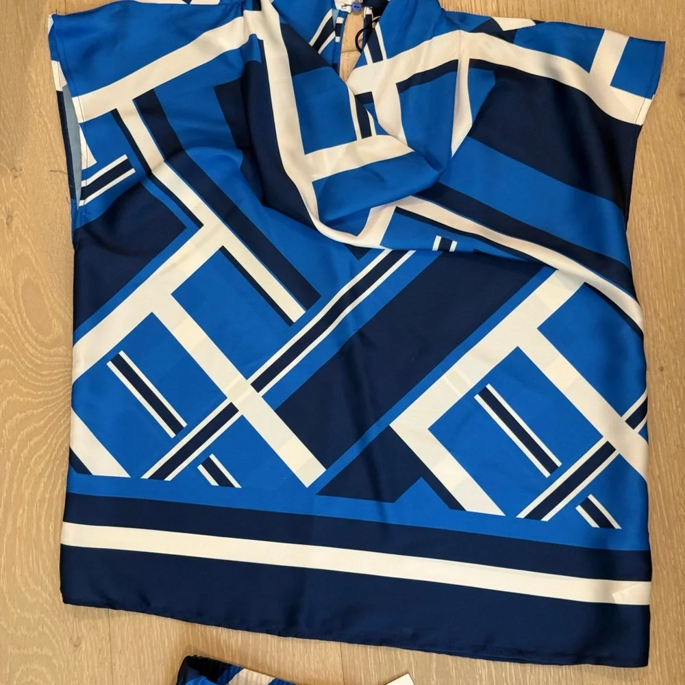 Zara Blue Geometric Women's Pant and top set - Picture 6 of 8